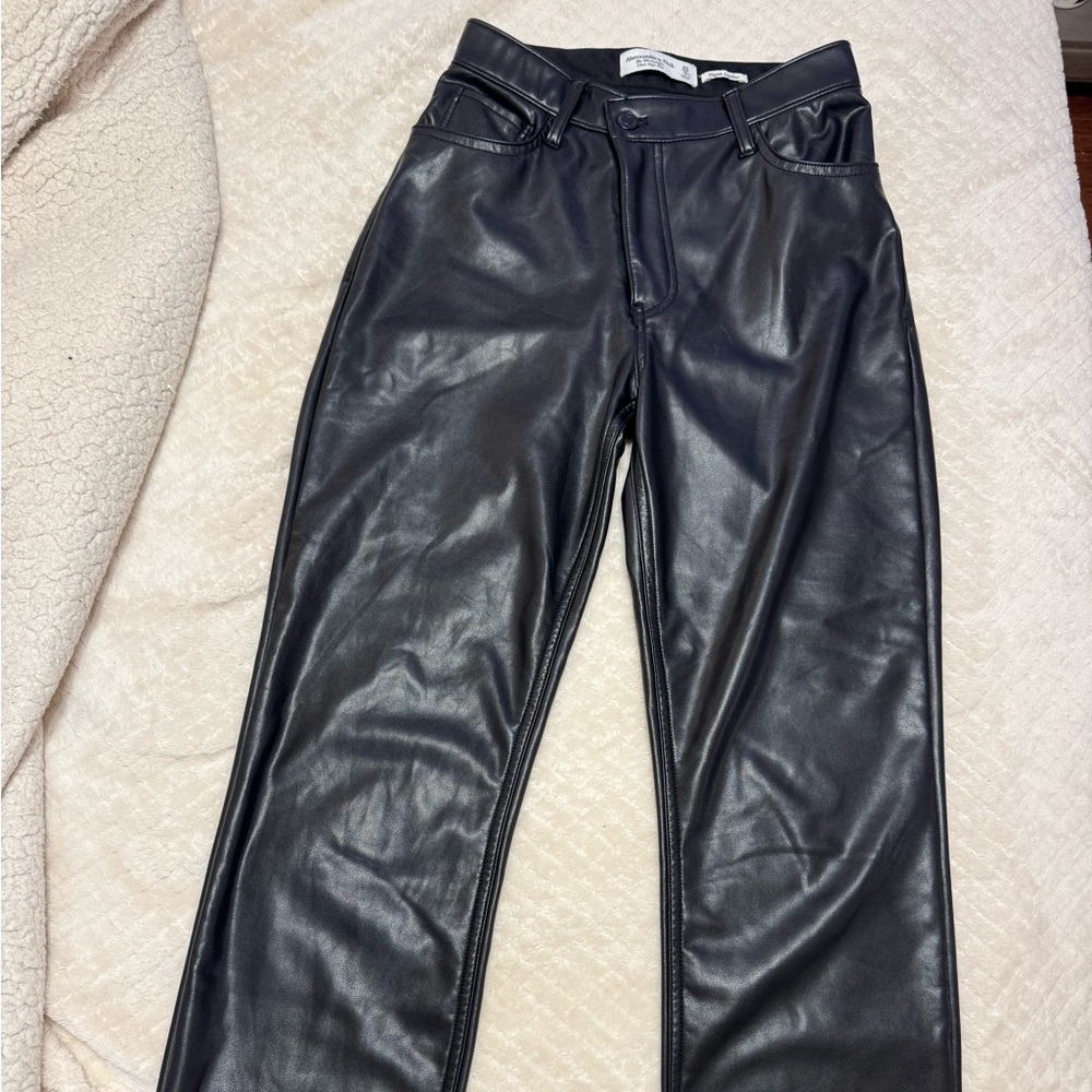 Abercrombie & Fitch Shiny Black Leather Pants